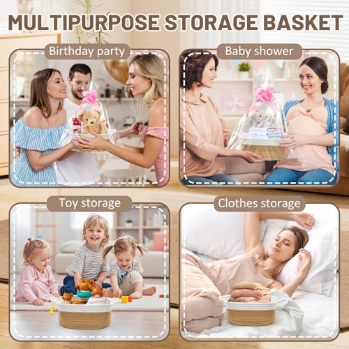 Geschenkkorb Leer 30x20x12 cm, Geflochten Korb mit Geschenktüten und Bändern, Präsentkorb Leer für Weihnachten, Geburtstag, Hochzeit, Aufbewahrungskorb, Deko-Korb (Khaki)