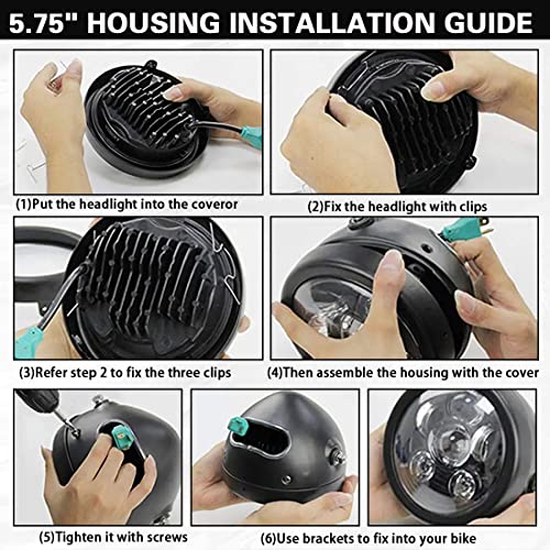 Sktyants Motorcycle 5 3/4" 5.75 Inch Headlights Housing Bucket For Motorcycle Headlight（Black） #TOP5