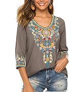 LauraKlein Women's Floral Embroidered Boho Dress – Mexican Ruffled Sleeve Summer Casual Dress - View #7