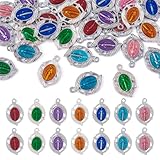 Beadthoven - 28 dijes ovalados de aleación esmaltada de la Virgen María, colgante colorido de medalla milagrosa, colgante de crucifijo de Nuestra Señora para hacer joyas, pulseras católicas, collares