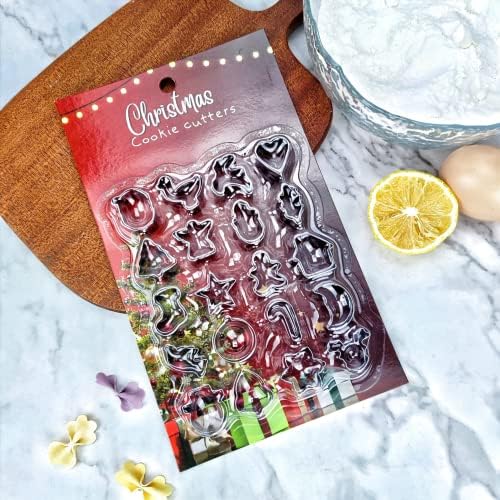 Crethink Mini Christmas Cookie Cutters Set 20 Pieces Stainless Steel Cookie Cutter Set for Baking