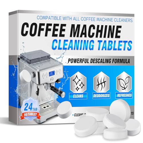 Inpumo Descalcificador Cafetera 24 Tabletas, Pastillas Descalcificadoras Cafetera Eliminan Cal y Aceites, Descalcificador Compatible con Todas las Cafeteras