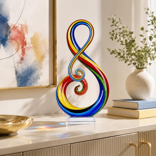 Escultura de Cristal Murano Multicolor Nota Musical miniatura 4