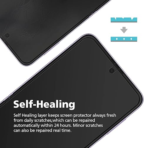 Miniatura 6 de DIACUBE Paquete de 3+3 para Samsung Galaxy Z Flip 4 5G, protector de pantalla mate antirreflejos EPU+TPU, paquete de 3 unidades de cubierta completa