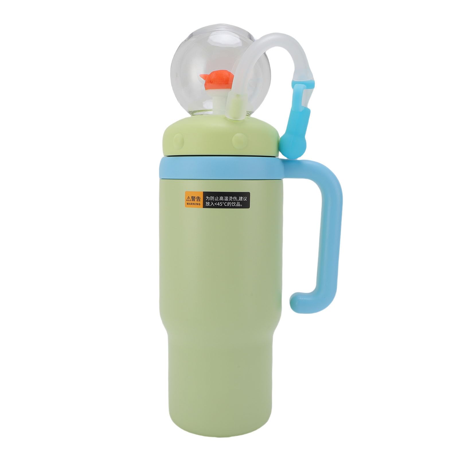 Wasserflasche, 710 Ml, Isolierter Trinkbecher aus Edelstahl, Reisebecher mit Griff und Strohhalm, Ideal für Outdoor-Reisen (Gelbgrün)