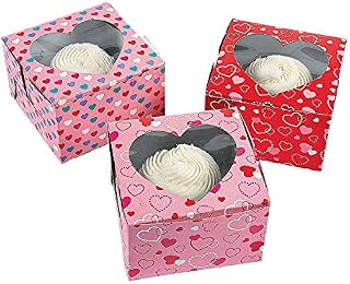 VALENTINES DAY CUPCAKE BOXES - Party Supplies - 12 Pieces