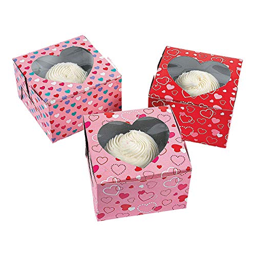 VALENTINES DAY CUPCAKE BOXES - Party Supplies - 12 Pieces
