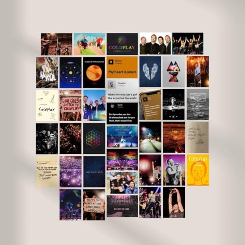 Image of auraposter Coldplay Poster (Set of 40) | Coldplay Band Mini Posters (15 x10 cm) | Mini Posters of Coldplay's songs for Wall, Bedroom, Living room | Coldplay Songs Poster| Glue Dots Included