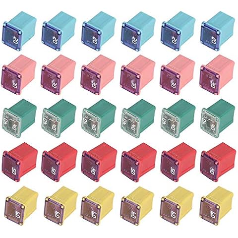 Jcase FMX Fuses Assortment 30 Flosser Low Profile Fuse Female Maxi Fuse Mini Automotive Box Shaped Fuses Kit 20 30 40 50 60 Amp Cover