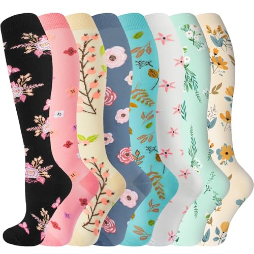 bropite Compression Socks for Women & Men 8 Pairs Circulation-Compression Socks 20-30 mmhg-Best for Running,Nurse,Travel,Yoga