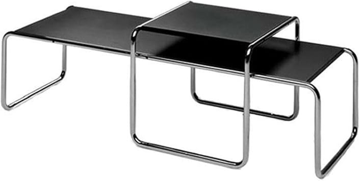 Nesting Coffee Table Set of 2 Rectangle,Square Coffee Tables for Living Room,Rectangular Nesting Center Table Set with Metal Frame,Small Center Tables for Apartment Office,Black