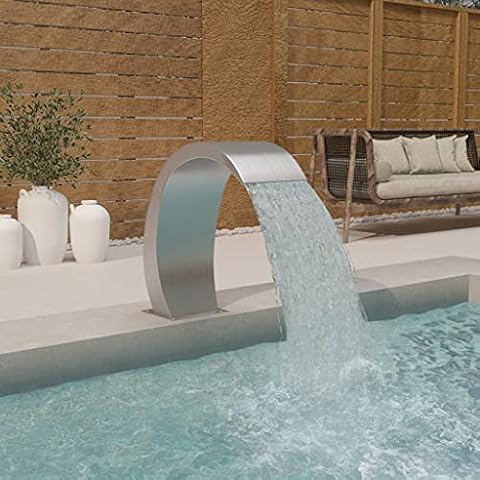 vidaXL Fuente de Piscina de Acero Inoxidable Plateado Cover