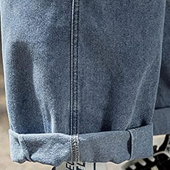 Hip Hop jeansbroek voor heren, rechte baggy jeans, katoen, denim jeans, hoge taille, jeans met elastiek, vrijetijdsbroek, sportbroek, stretch jeans