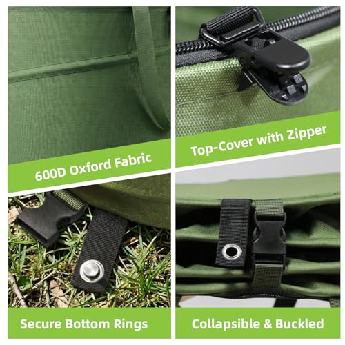 Image of Collapsible Trash Can 13 Gallon, Pop Up Trash Can with Zipper Lid | Heavy Duty 600D Oxford Fabric, Portable Outdoor Camping Trash Can, Foldable Recycle Bin for Home Garage Camping(13Gallon Lid)