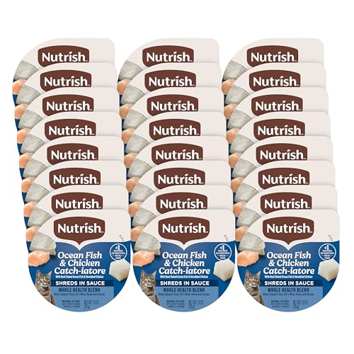 Nutrish Grain Free Wet Cat Food Ocean Fish & Chicken Catch-iatore Whole Health Blend with Real Flaked Ocean Fish & Shredded Chicken in Sauce 2.8 oz. Cup (Rachael Ray) (Pack of 24)