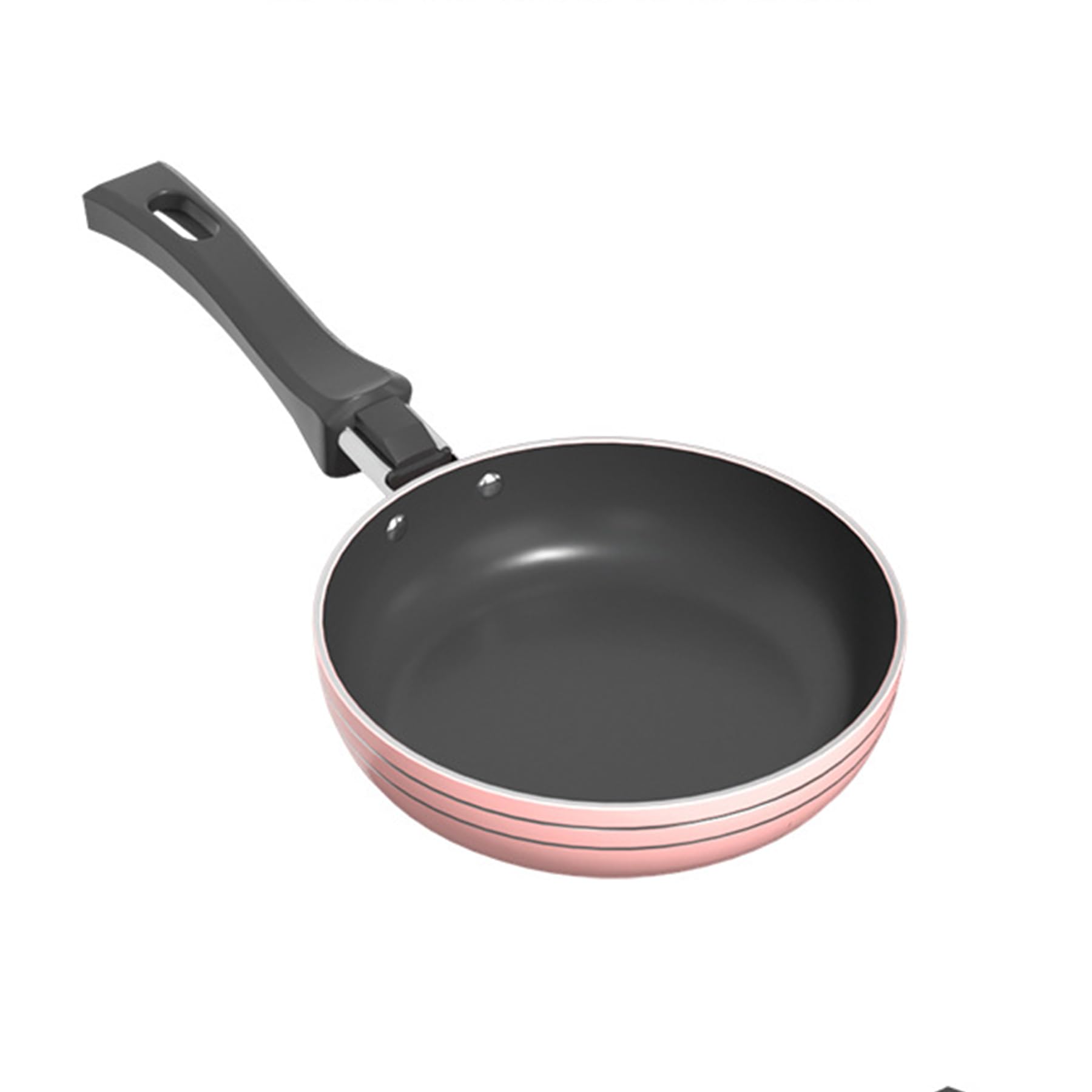 Sartén redonda de 4.7 pulgadas, sartén para huevos, antiadherente, sartén para desayunar con mango largo (rosa)
