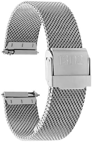 Himt Quick Release 18mm Classic Superfine Mesh Polished Silver Watch Strap Bracelet