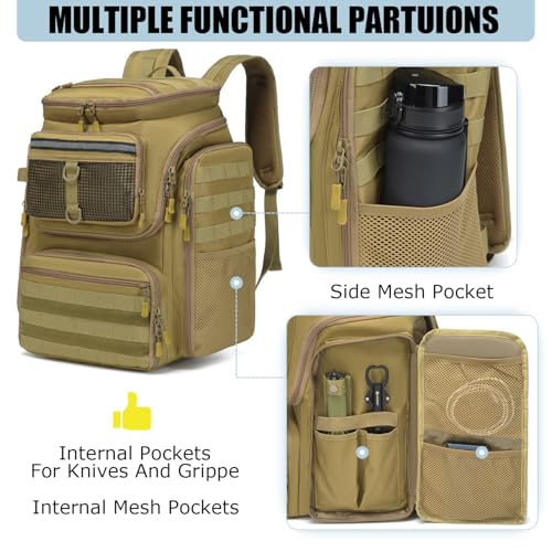 HAMBOLY Mochila de pesca com suportes de vara, mochila de 40 L para equipamentos de pesca, bolsa de