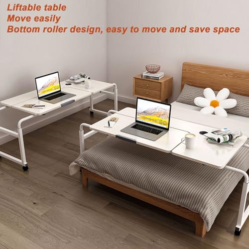 Table de lit avec roulettes extensible et réglable en hauteur