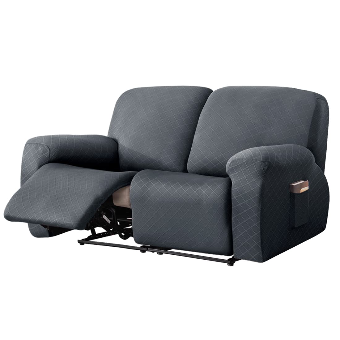 Funda para Sofá Reclinable de Dos Plazas Diamond 6 Piezas Elástica para Sofá Reclinable Doble de 2 Plazas Suave para Perros y Gatos Protector de Muebles (Gris 2 Plazas)