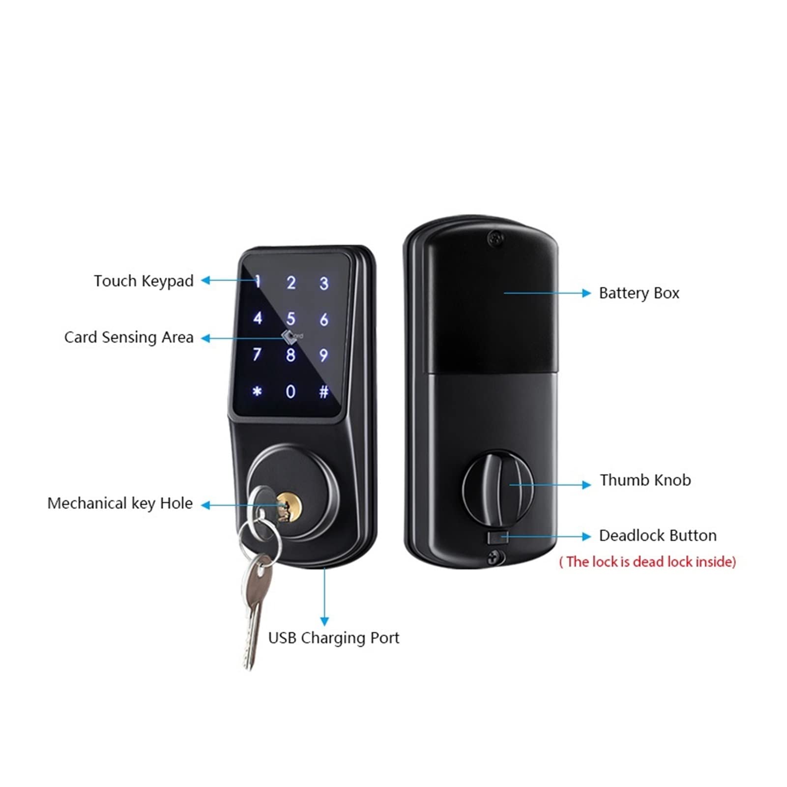 WIFI FECHADURA ELETRONICA Keyless Secure Teclado Control remoto Deadbolt Electronic Digital Smart Puerta Bloqueo con aplicación(Silver)