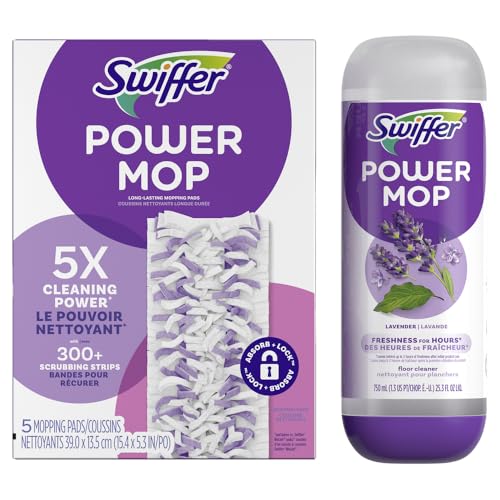 Save 25% on Swiffer Power Mop Refill Pack with 5 pads & lavender solution