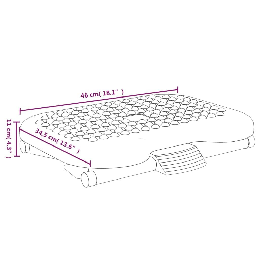 Ergonomische Fußstütze Schwarz 46x34,5x11 cm aus HIPS mit Massagefläche und 3-Fach höhenverstellbarem Design für Büro und Zuhause zur Entlastung von Beinen, Hüfte und Rücken