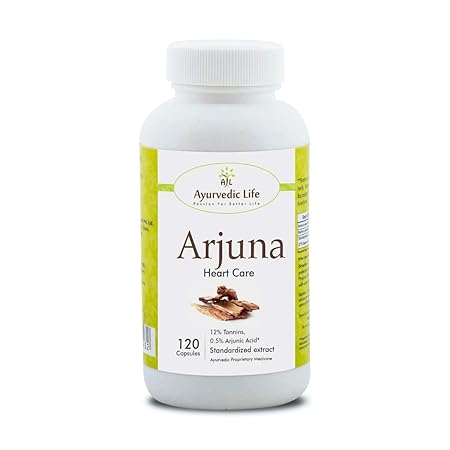 Ayurvedic Life Arjuna Capsules 500mg Capsules, Natural, 120 count