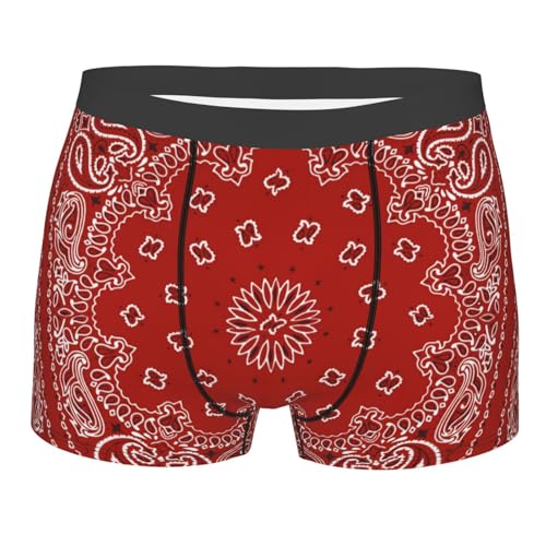Men Red Bandana Pattern Boxer Briefs Moisture-Wicking Underwear