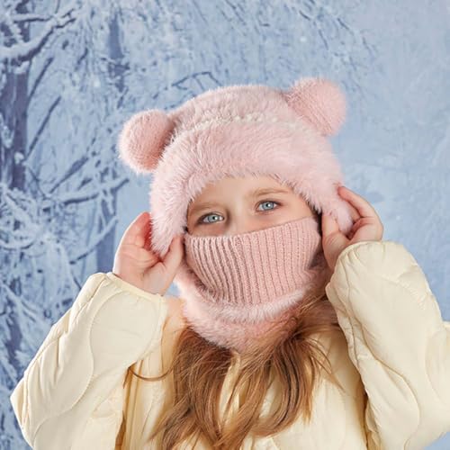 Kids Ski Mask Balaclava for Girls Boys, Winter Windproof Face Mask Hat for Cold Weather, Fleece Hooded Scarf Neck Warmer2