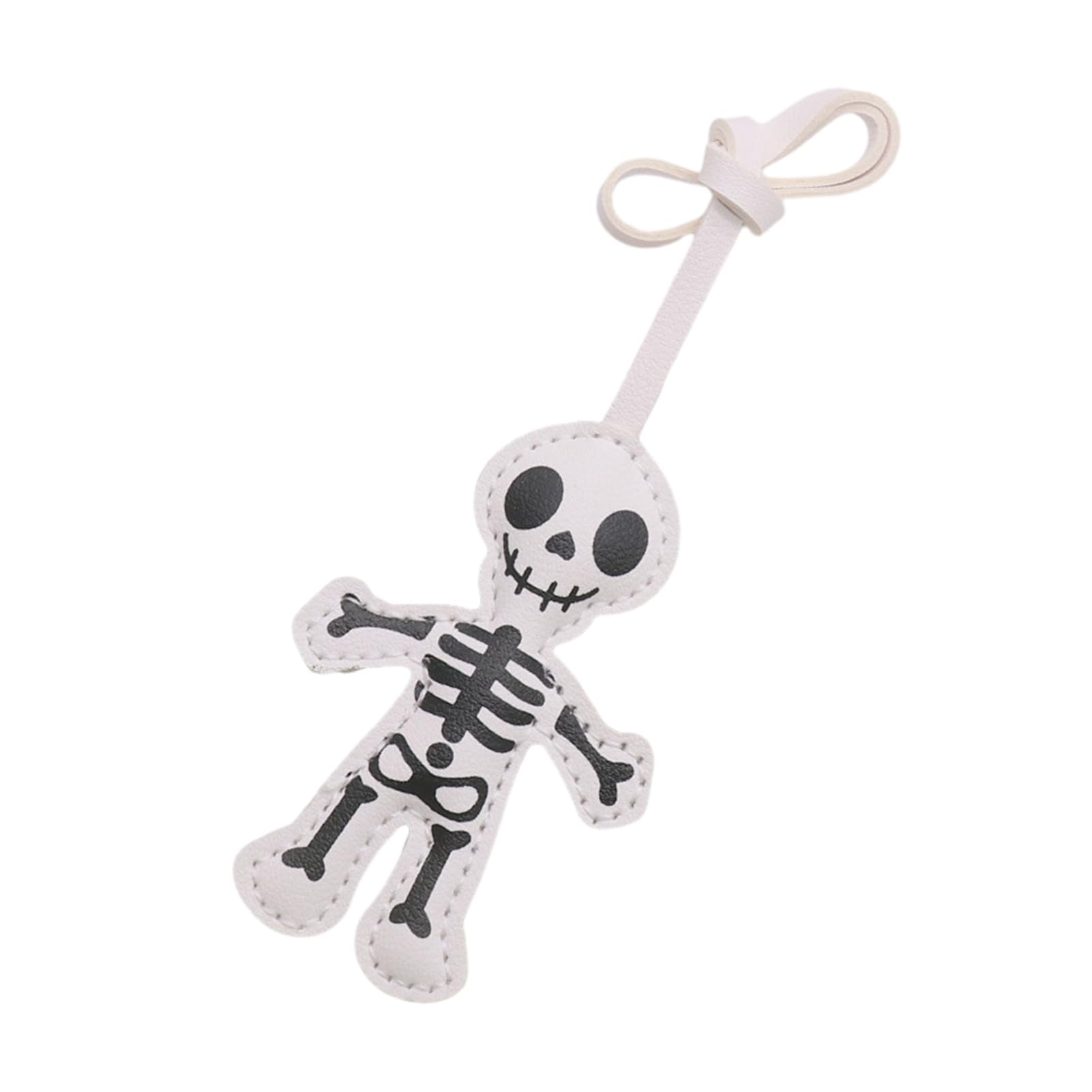 Pasisuu Spooky Skeleton Bag Charm – Faux Leather Gothic Keychain Pendant, Double-Sided Printed Halloween Ornament for Backpack Car Decor [object Object]