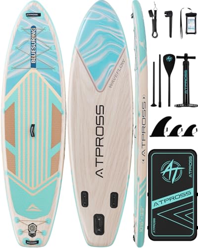 Image of 10'6''x33''Inflatable Stand Up Paddle Board, 400lbs Extra Wide Stand Up Paddleboard with Kayak Seat, Anti-Slip EVA Deck Premium SUP Accessories Kit, Non-Slip Stable Deck Boat