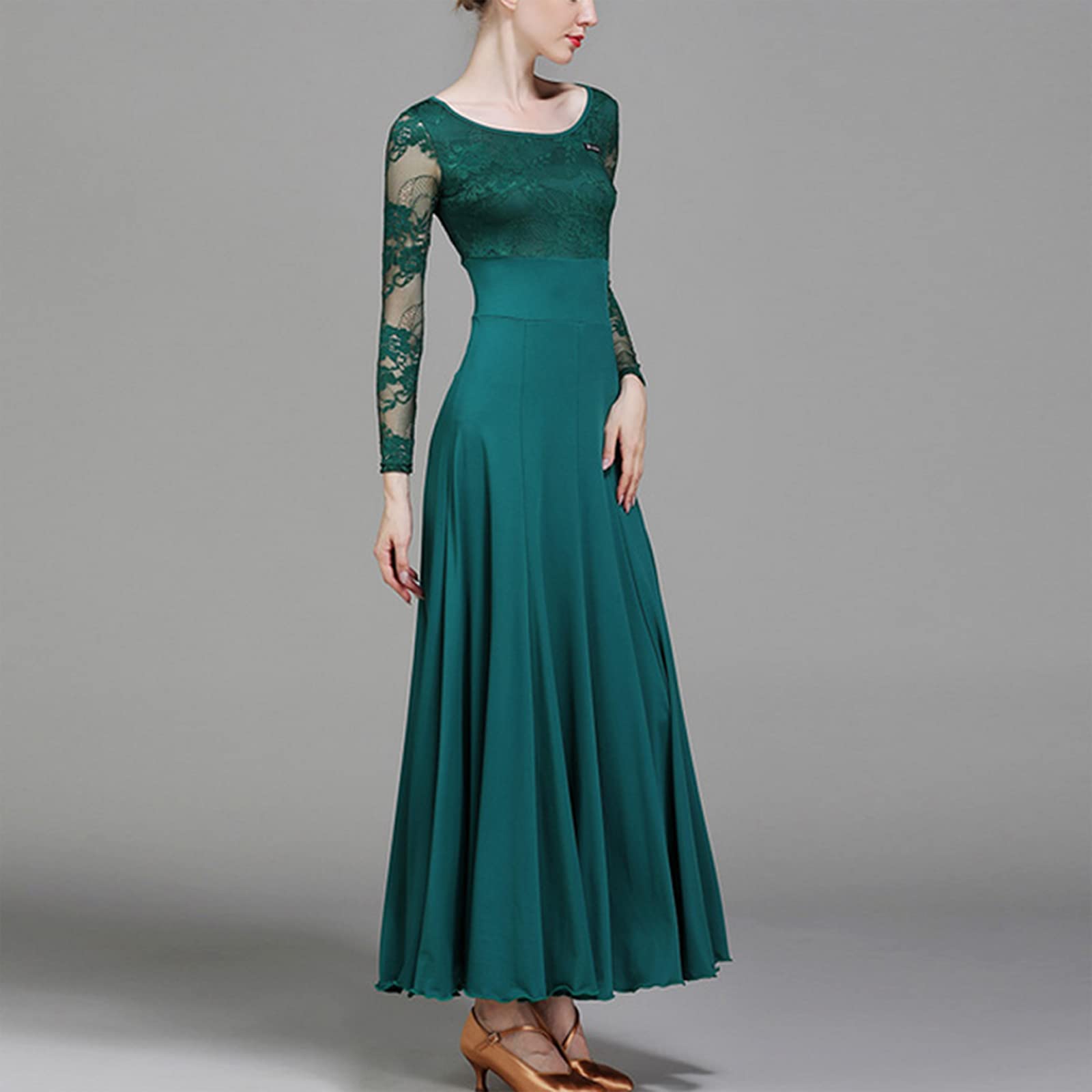 Vestiti da Ballo Standard Abiti da Ballo da Ballo in Pizzo Elegante Moderne Waltz Performance Dance Stretchy Smooth Salsa Abito Abiti da Ballo per Donna