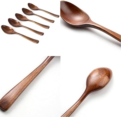 Miniatura 7 de WEISHA Cucharas de madera 15 piezas cucharadita vajilla de cocina utensilios de cocina utensilios de cocina cubiertos catering postres cuchara