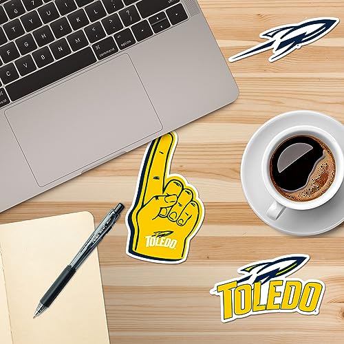 Image of University of Toledo 8ct Vinyl Large Deluxe Stickers Variety Pack - Laptop, Water Bottle, Scrapbooking, Tablet, Skateboard, Indoor /Outdoor - Set of 8