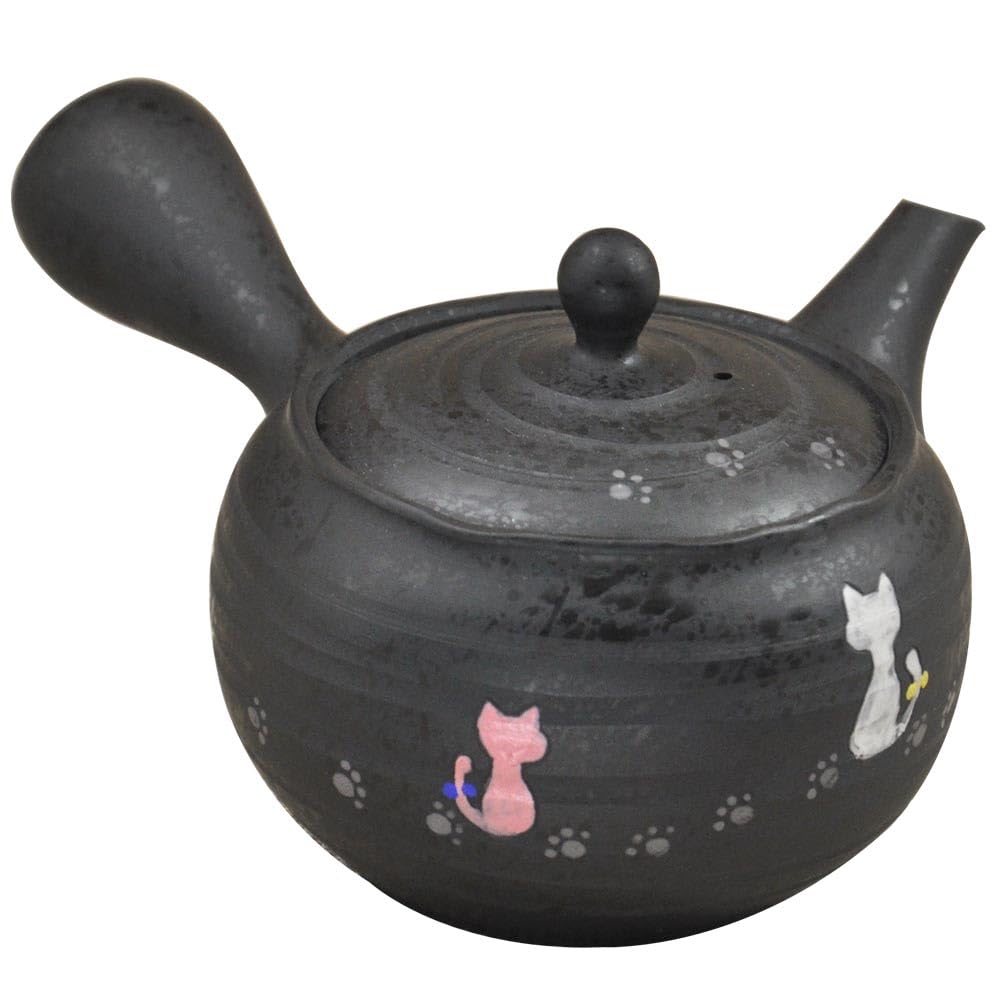 Kyusu Japanese Teapot 10.1fl oz Cat Hakuyou Ceramic Tokoname Ware Made in Japan