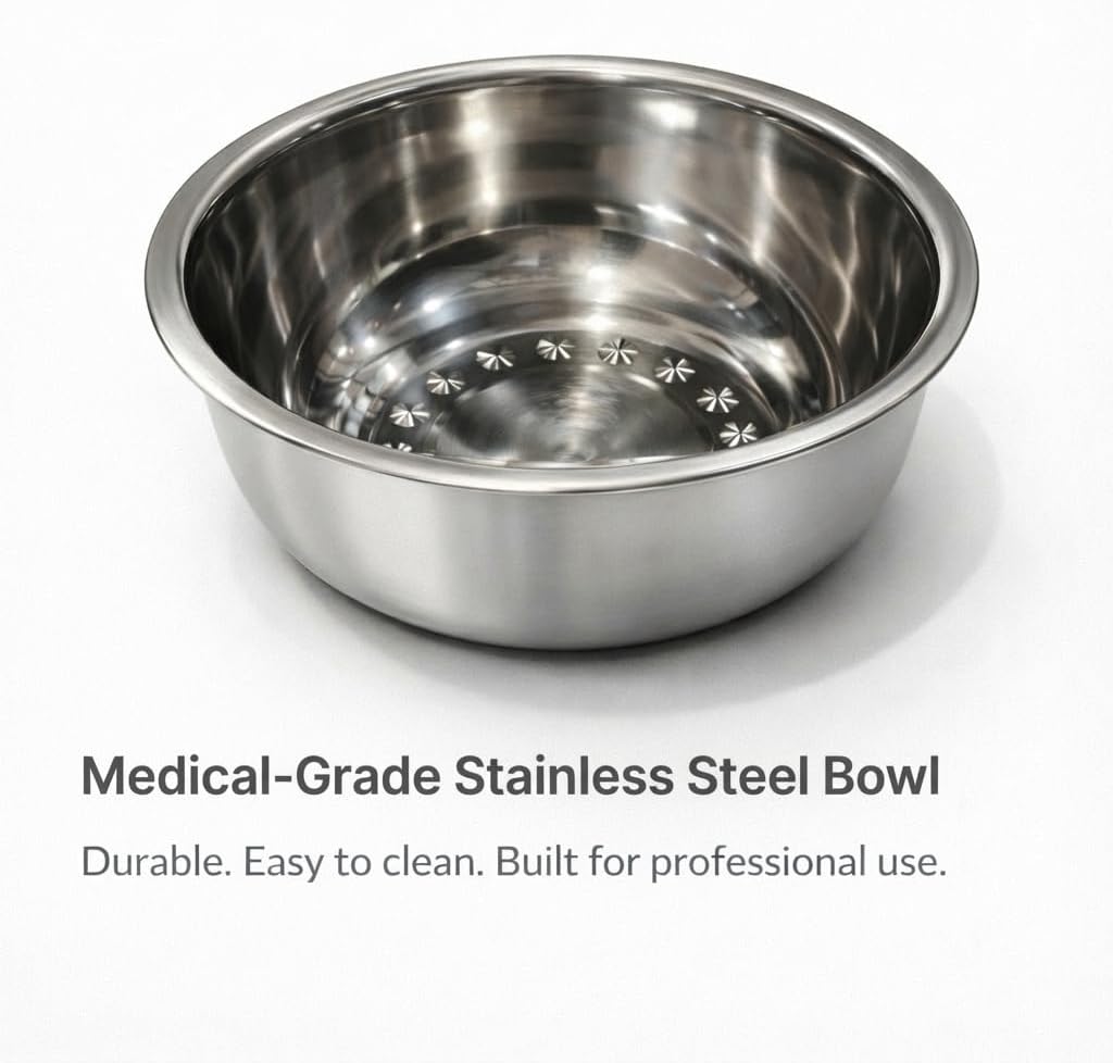 Stainless Steel Medical Pedestal Basin Stand with 8-Quart Basin & Lockable Wheels, Ideal for Hospitals, Clinics, and Surgical Settings