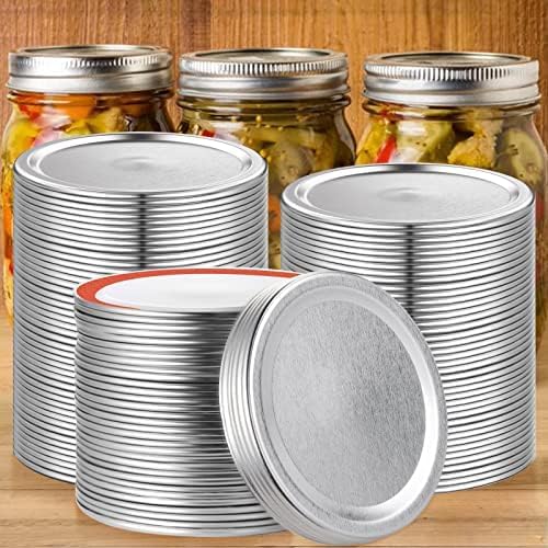 100-Count, Wide Mouth Canning Lids for Ball, Kerr Jars - Split-Type Metal Mason Jar Lids for Canning - Food Grade Material, 100% Fit & Airtight for Wide Mouth Jars (86mm)