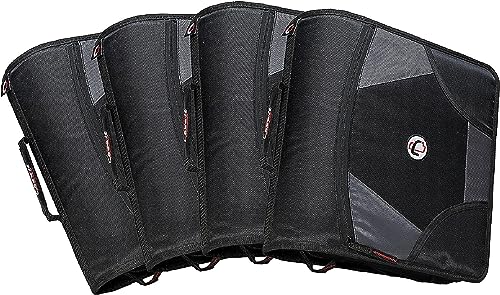 Case-it King Sized Zip Tab 4-Inch D-Ring Zipper Binder with 5-Tab File Folder, Black, Case of 4