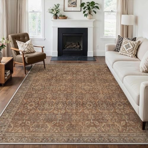 Genimo Alfombra Persa Rosa Para Salón, Alfombras Lavable Y Antideslizante, Vintage De Pelo Corto Para Dormitorio, Pasillo O Comedor, Decoración Moderna, 200x290cm, Marrón Genimo Alfombra Persa Rosa Para Salón, Alfombras Lavable Y Antideslizante, Vintage De Pelo Corto Para Dormitorio, Pasillo O Comedor, Decoración Moderna, 200x290cm, Marrón