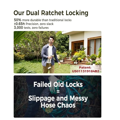 image for GLAHODEN Retractable Garden Hose Reel 1/2 in x 65 ft, 2025 Upgraded Du