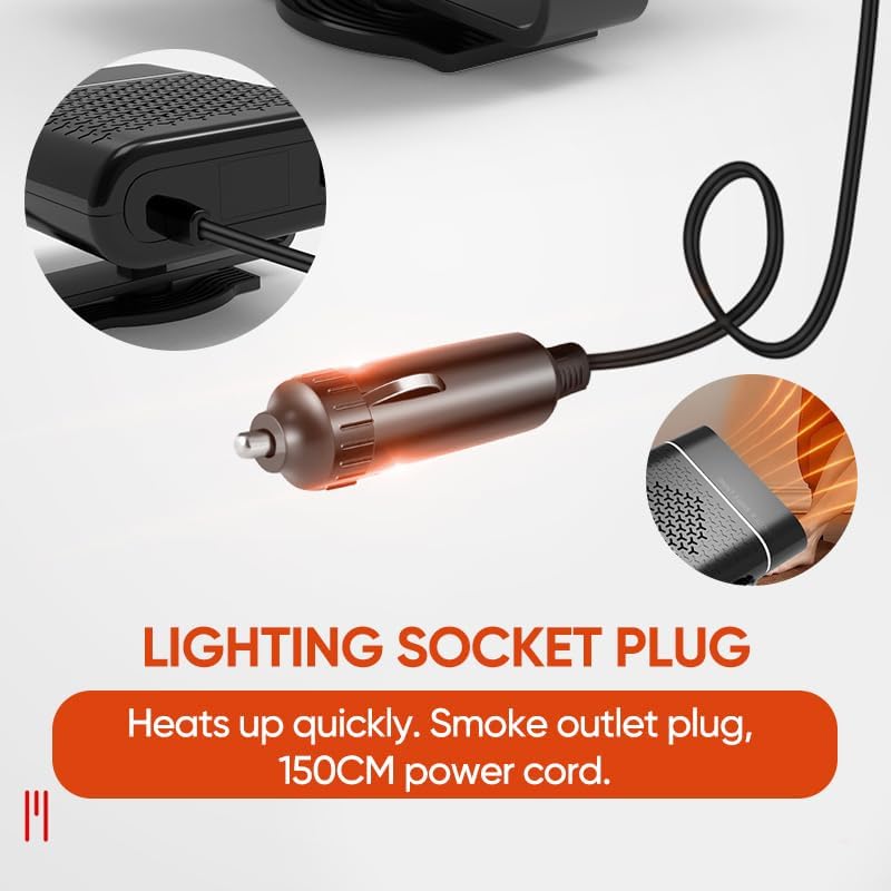 Portable Electric Car Heater Fan with 360° Rotation, 12V/24V Fast Heating Windshield Defrost Defogger, 2026 New 2 in 1 Heating & Cooling Window Fan, Plug into Cigarette Lighter for Car (12V)