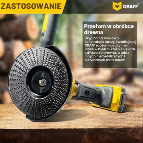 GRAFF Frez do drewna klasy premium, 115 mm, do rzeźbienia i szlifowania drewna, miękkiego drewna, twardego drewna – szlifierka do drewna do szlifierek kątowych i Flex – tarcza szlifierska do narzędzi