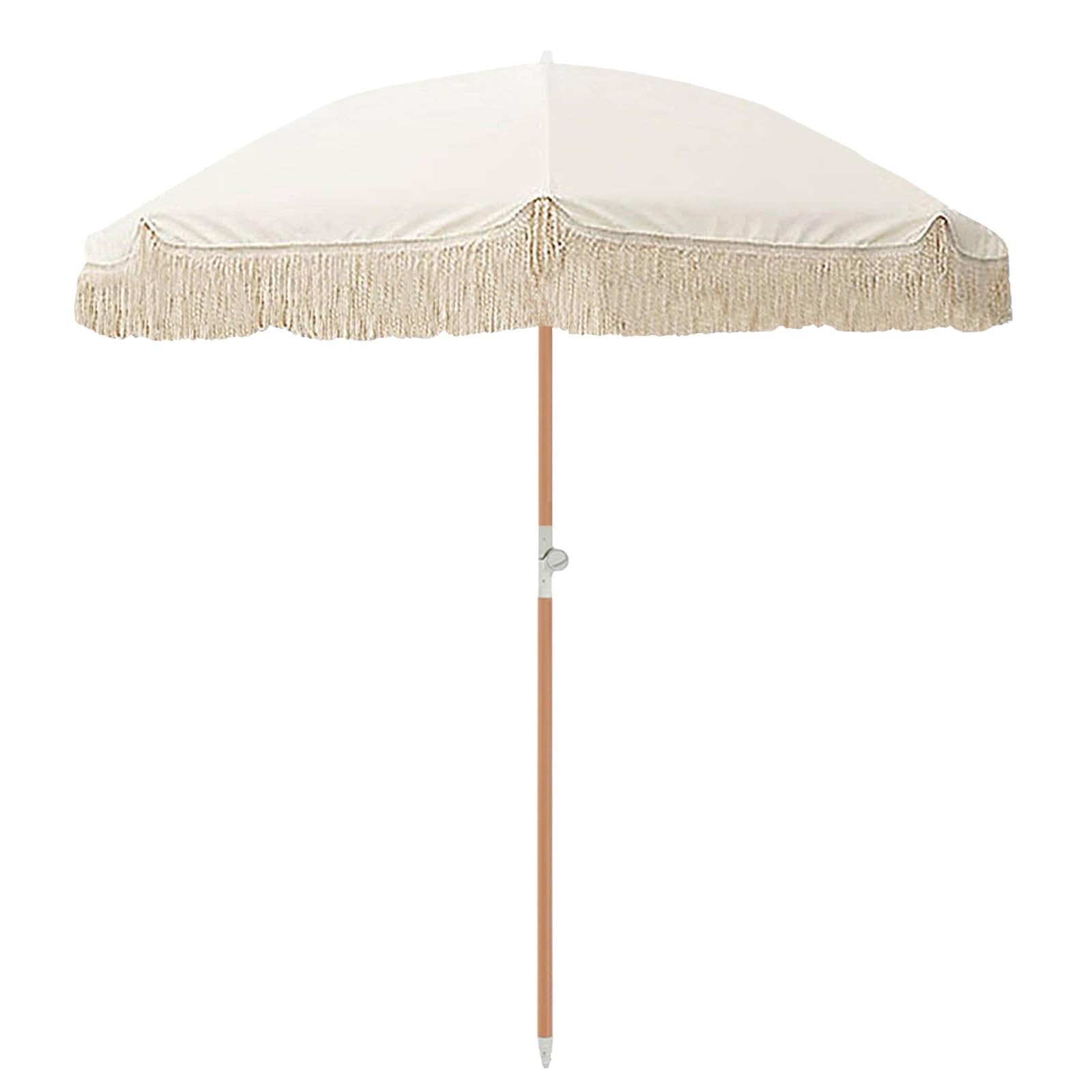 200cm Sombrilla Terraza Exterior Con Flecos Sombrilla Playa Inclinación Con 8 Varillas Parasol Terraza Antiviento Sombrilla De Playa Protección UV Impermeable Con Bolsa De Transporte Para Terraza Play