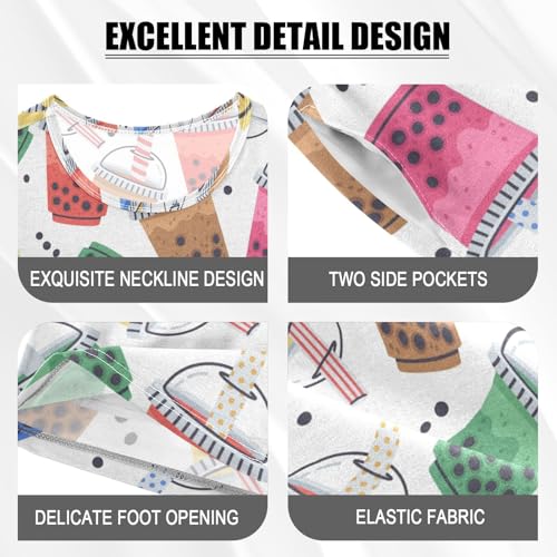 Pajama Short Sets Cartoon Pearls Boba Tea Soft Cotton Summer Sleepwear 2 Piece PJS Size 5-14T3