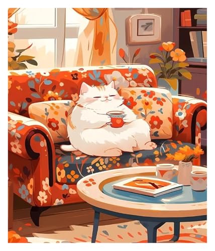 Impression sur toile chat coloré affiche décoration murale café