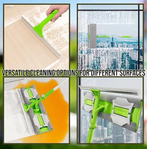 Image of Window Cleaning Glass Cleaner Wiper Mop | Long Handle Double Side Design for Floor Kitchen Bathroom and Solar Cleaner Panel Equipment (1Pcs)
