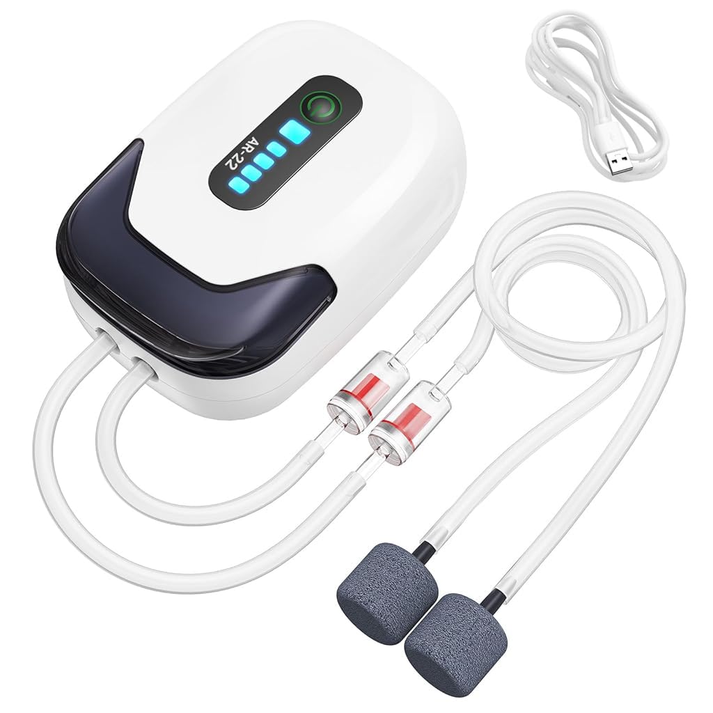 Qpets® USB Cordless Aquarium Air Pump, Portable Fish Tank Oxygen Pump with Constant & Intermittent Modes, 20-40 Hours Runtime, Quiet Aerator with Air Stones for Fishing, Travel & Home-image-21