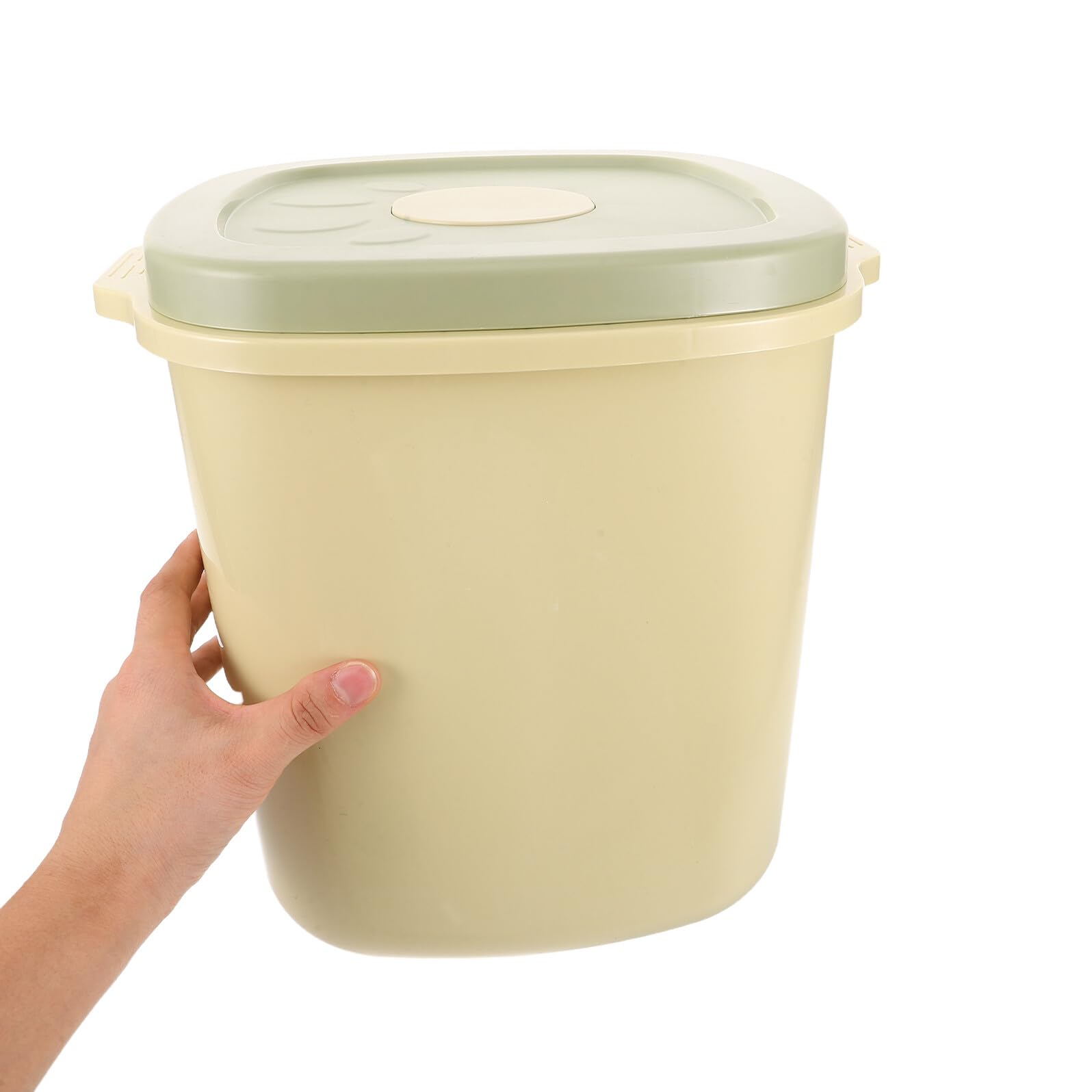 Contenedor Hermético para Almacenar Alimentos para Mascotas Balde Grande de Plástico Amarillo y Verde Tapa Sellada contra Humedad Adecuado para Comida Seca de Perros y Gatos