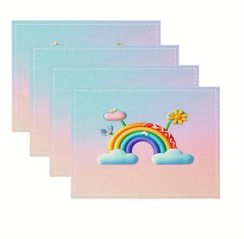 Set de table arc-en-ciel en lin multicolore x4 pour votre salle à manger